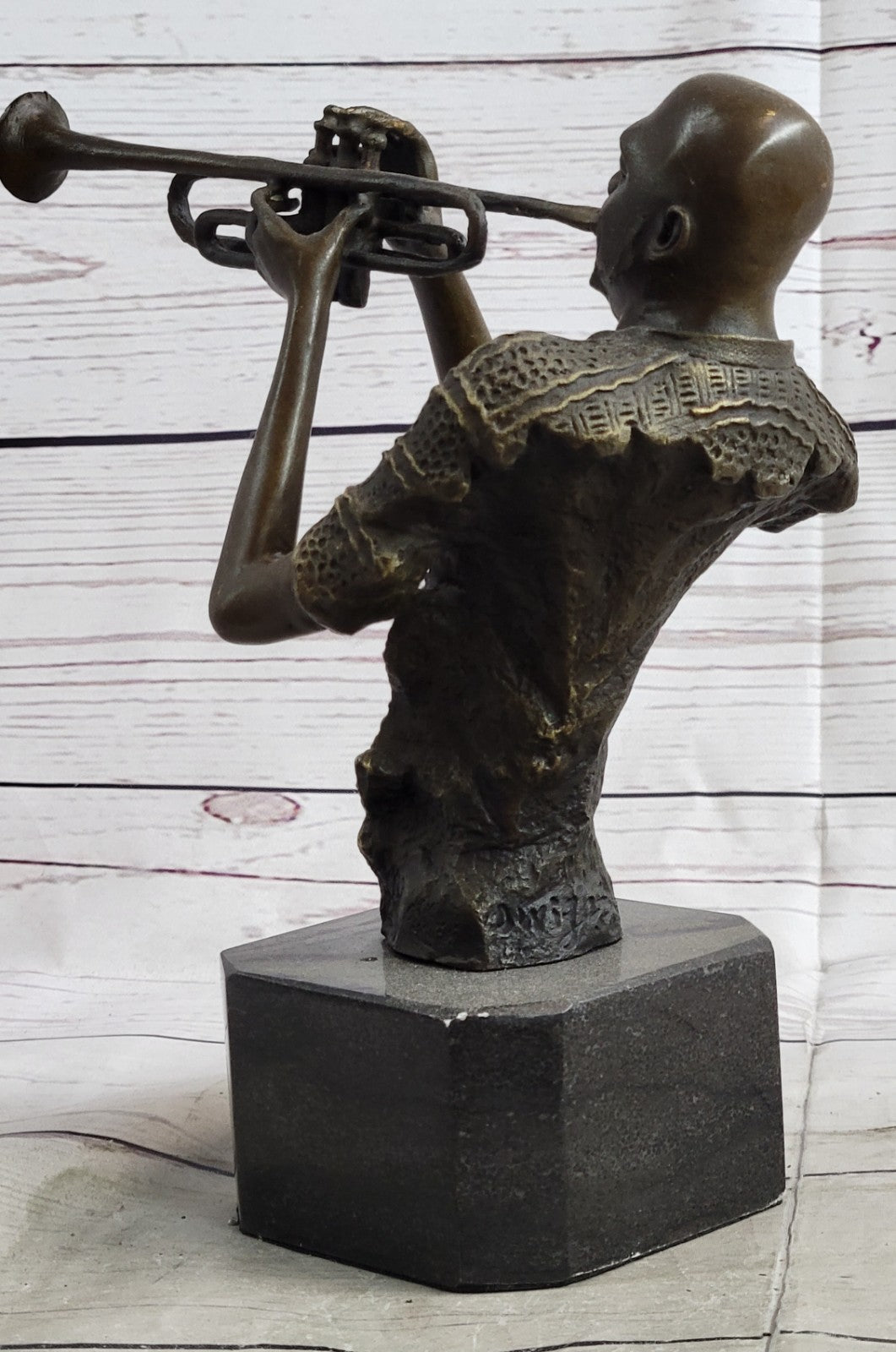Melodic Masterpiece: Lost Wax Method Bronze Sculpture of a Black Trumpet Player