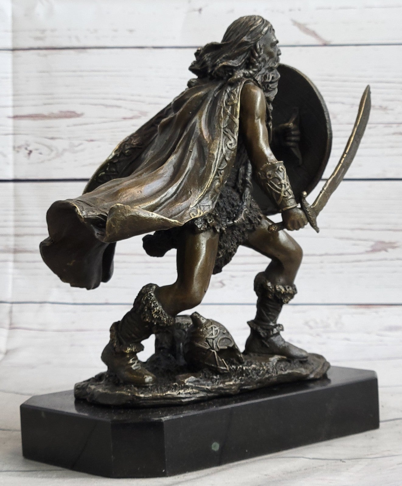 Handcrafted bronze sculpture SALE Base Marble Rare Sword With Warrior European