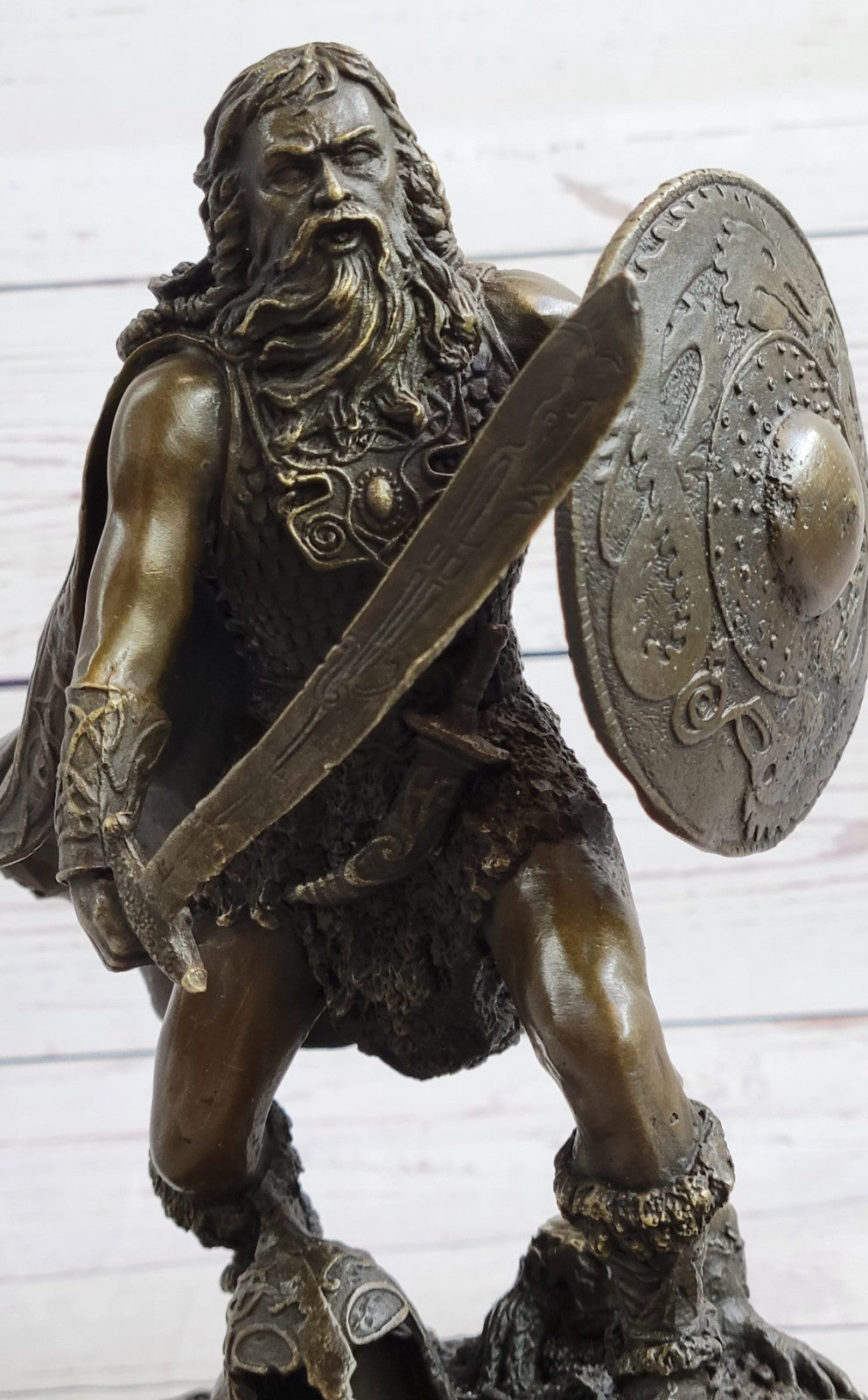 Handcrafted bronze sculpture SALE Base Marble Rare Sword With Warrior European