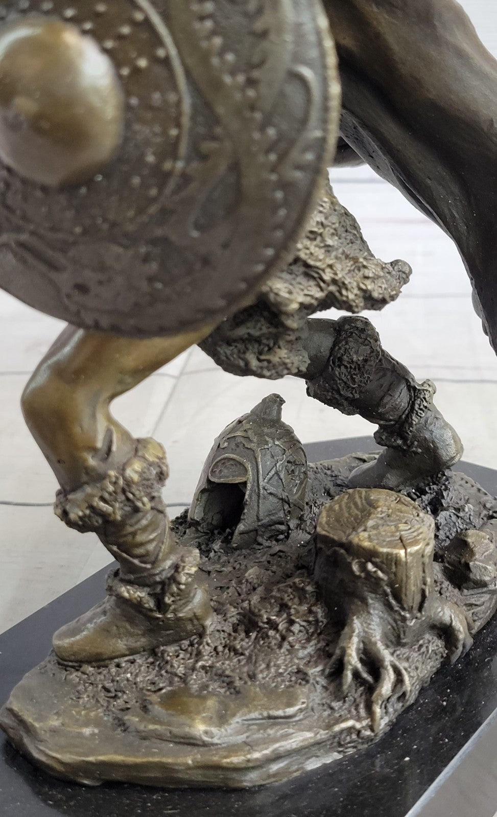 Handcrafted bronze sculpture SALE Base Marble Rare Sword With Warrior European