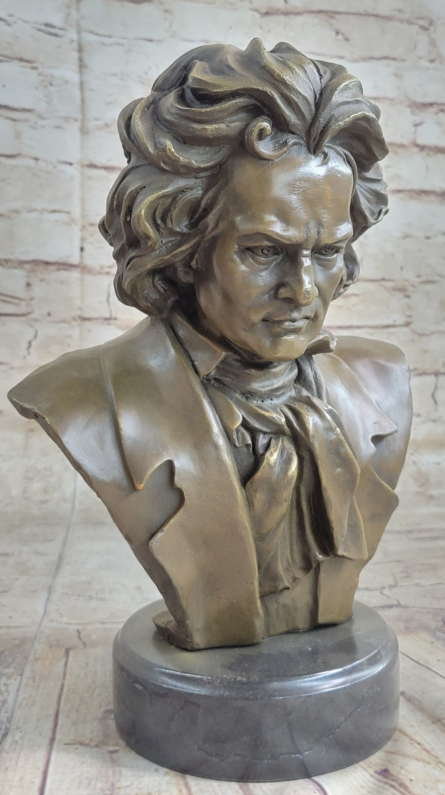 Handcrafted Detailed Beethoven Made by Lost Wax Method Beethoven Head Bronze Sta