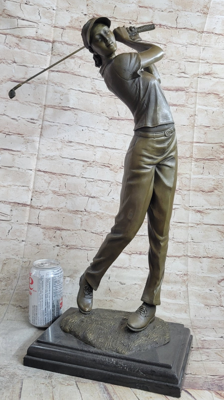 Handcrafted Detailed Bronze Masterpiece Woman Lady Girl Golfer Bronze Figurine