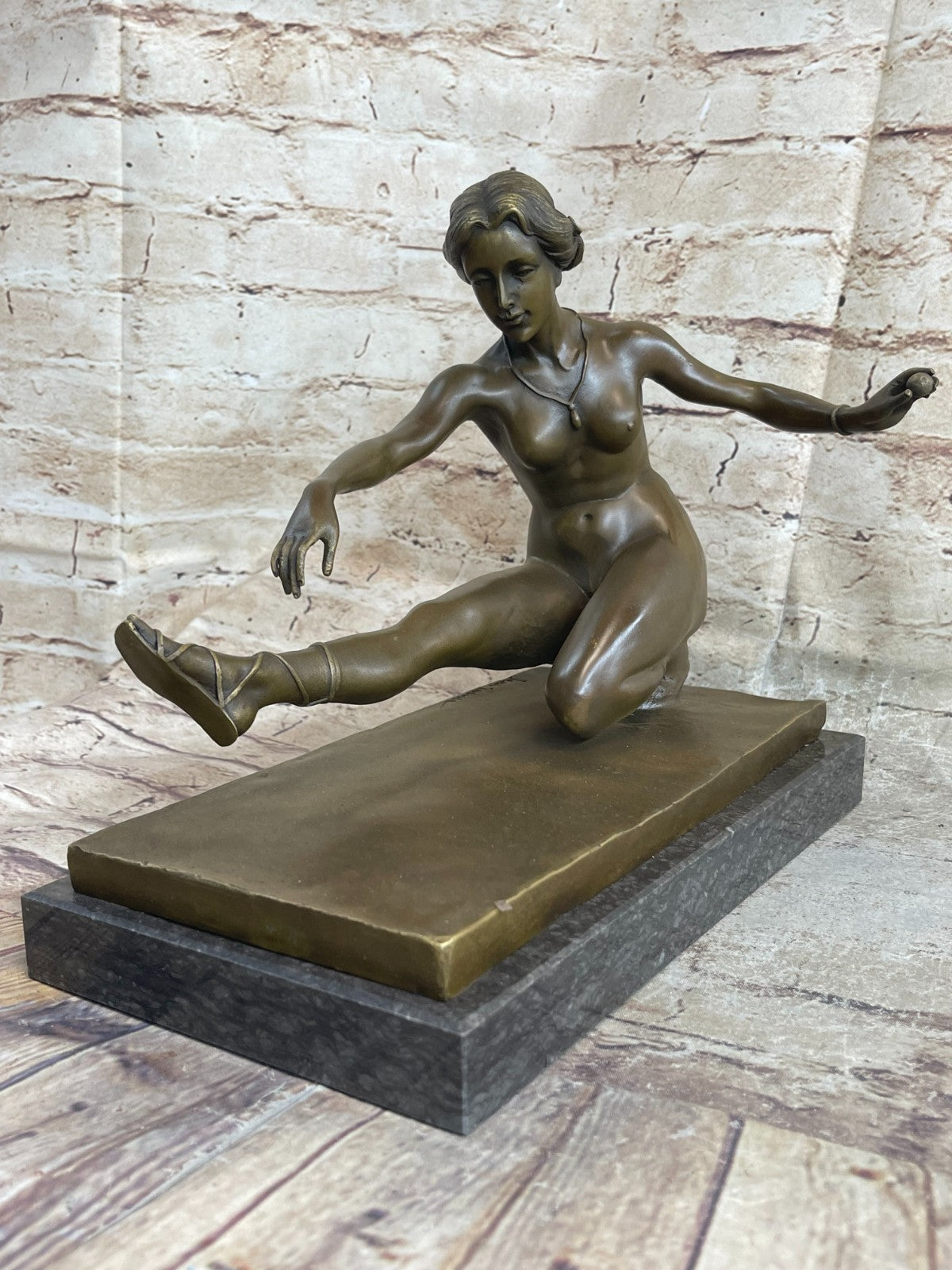 Art Deco Nude Female by French Artist Jean Patoue Bronze Sculpture Statue
