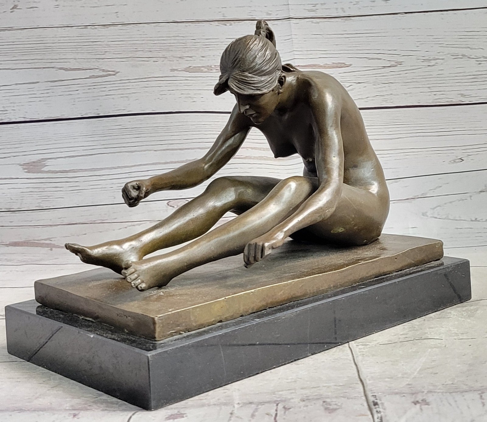 SIGNED DECO BRONZE SCULPTURE CUBISM NUDE GIRL ABSTRACT MODERN ART STATUE FIGURE