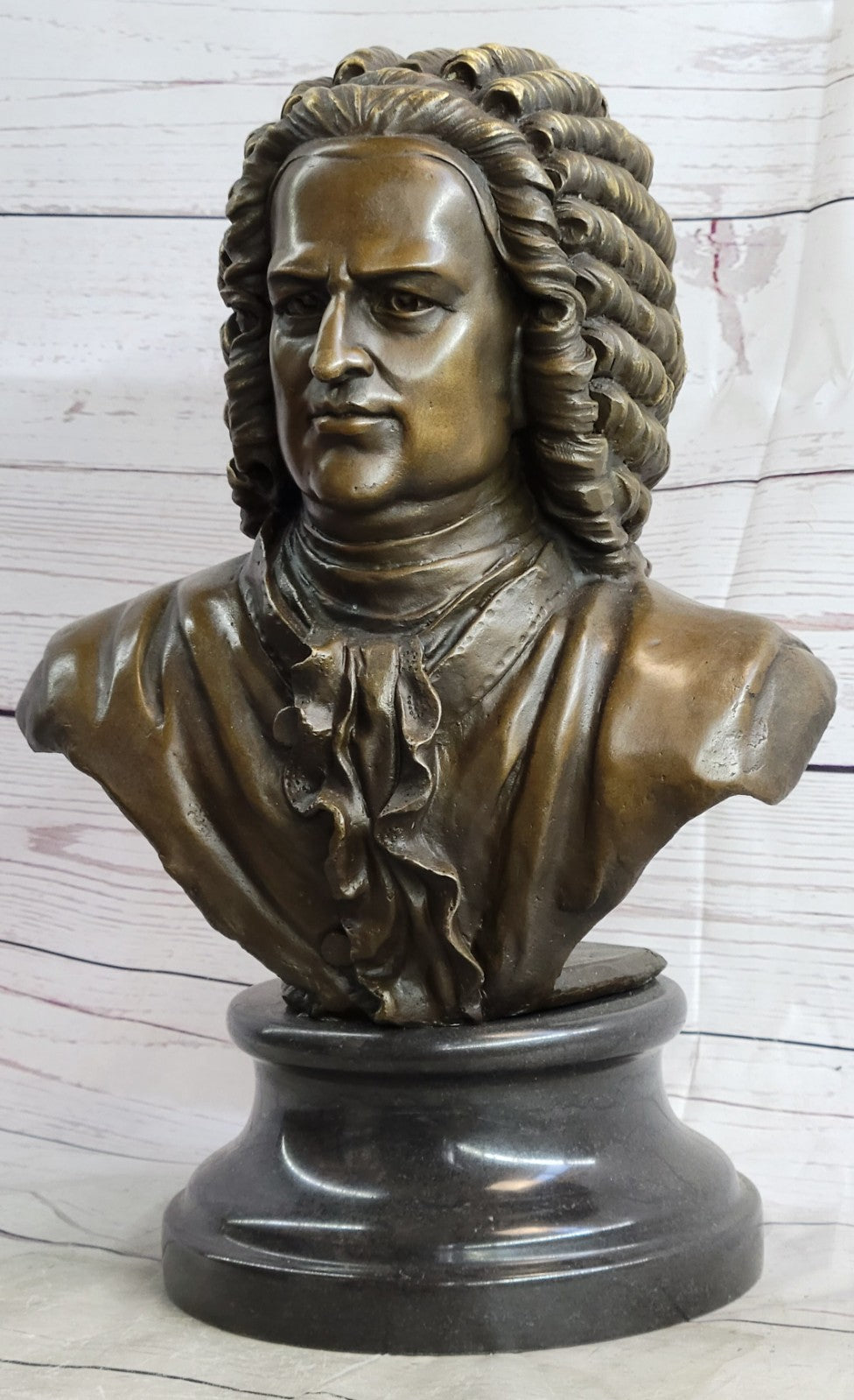 Handcrafted 100% Real Bronze Bust Johann Sebastian Bach Hot Cast Figurine Figure