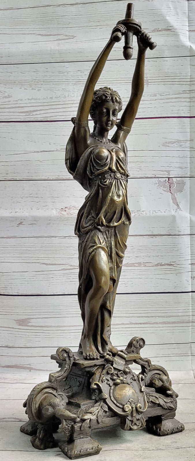 Vintage Style Ancient Greek Temple Priestess Bronze Statue Figurine Hot Cast