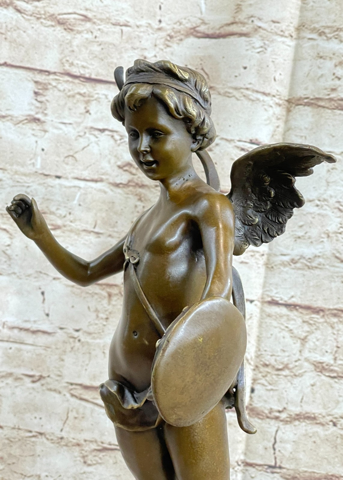 Collectible Art bronze sculpture Putti Cupid Art Deco Mythical Valentine Gift NR