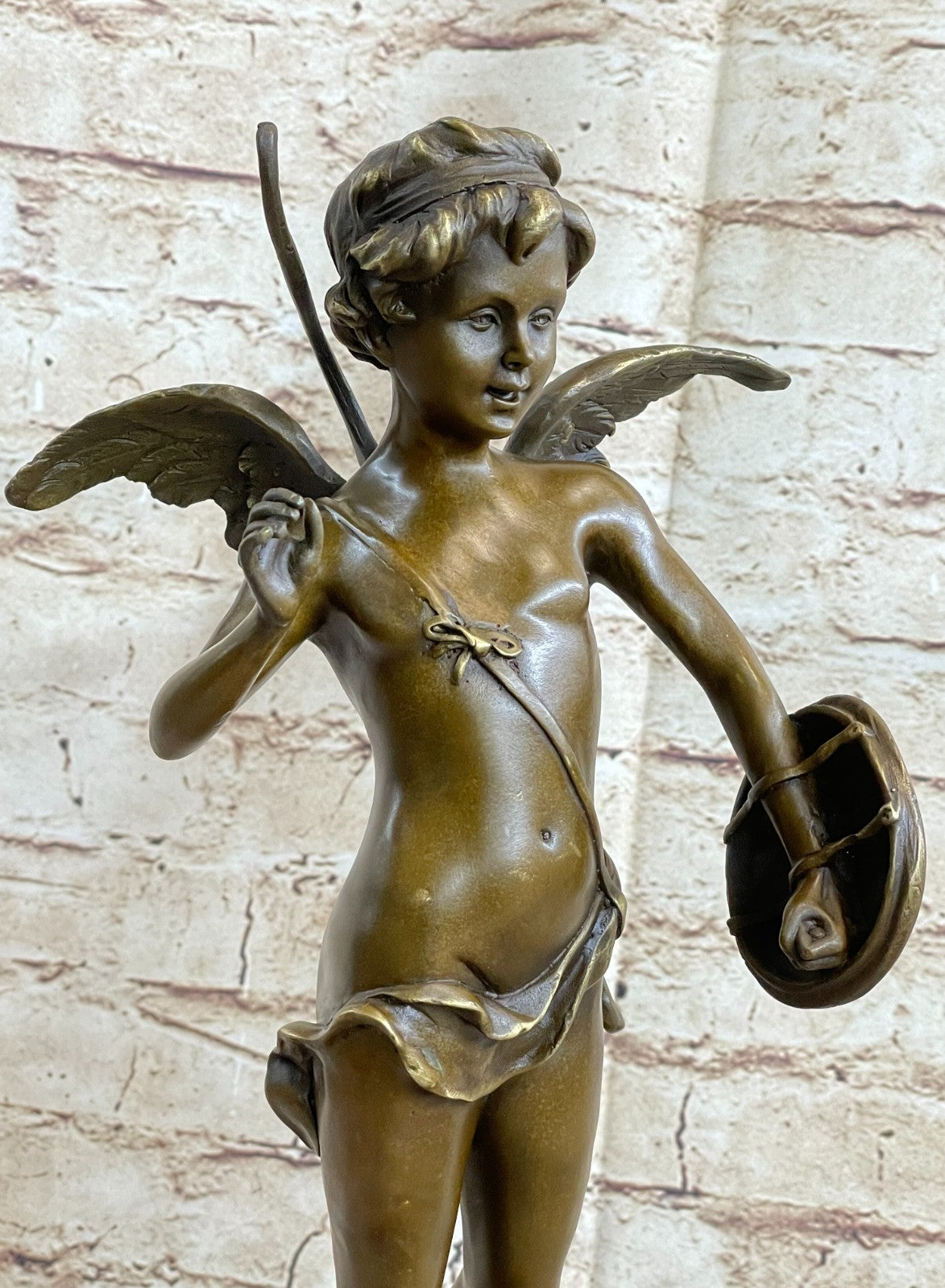 Collectible Art bronze sculpture Putti Cupid Art Deco Mythical Valentine Gift NR