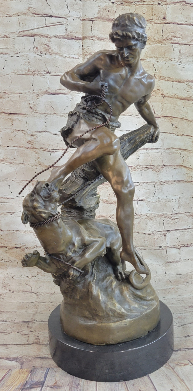 Handcrafted bronze sculpture SALE Aga Himself Defends Man Muscular Barye
