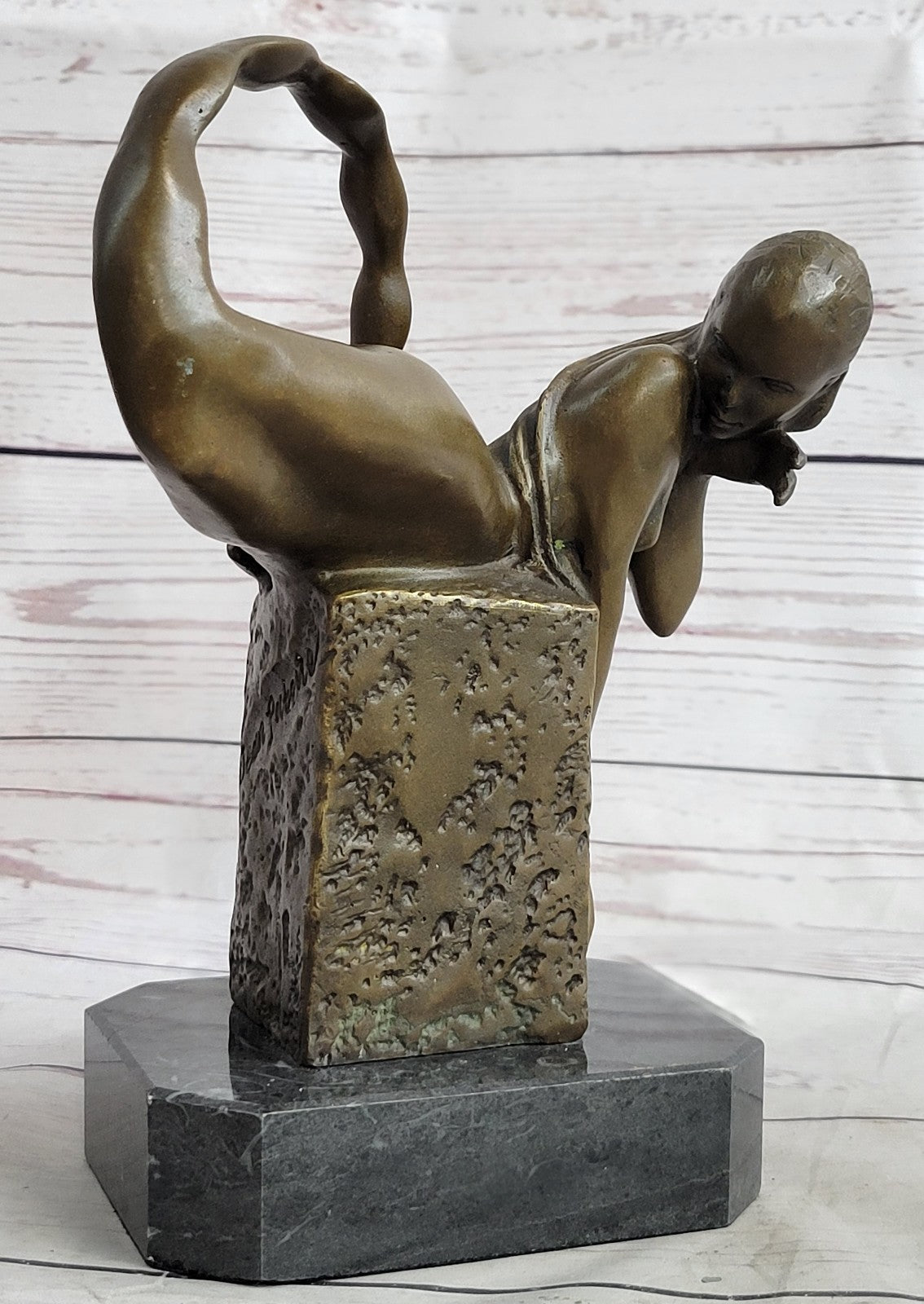 Bronze Sculpture Sexy Nude Mermaid By French Artesian Jean Patoue Figurine