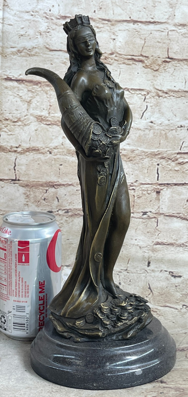 European Bronze Fortuna Roman Angel Goddess of Fortune & Luck Statue Bronze Decor