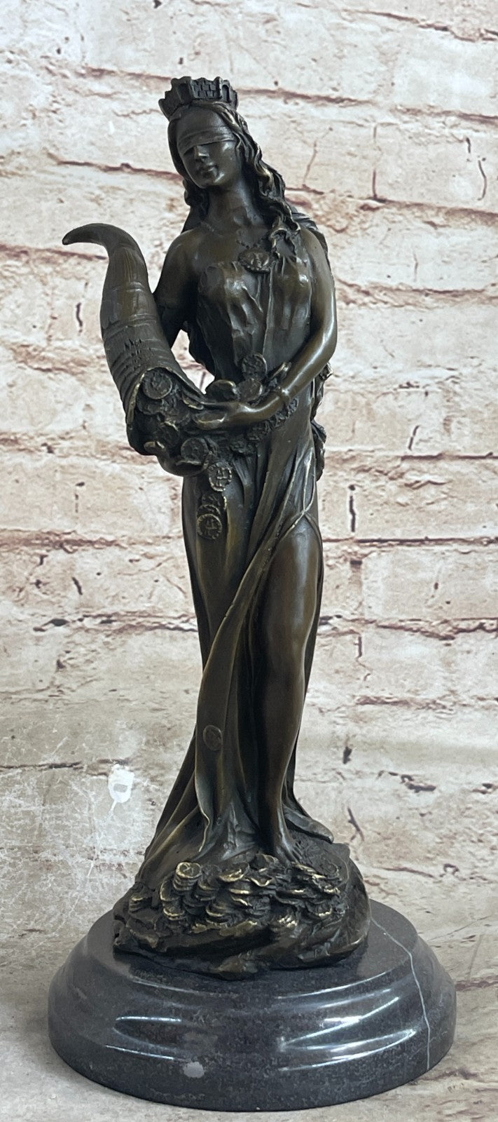 European Bronze Fortuna Roman Angel Goddess of Fortune & Luck Statue Bronze Decor