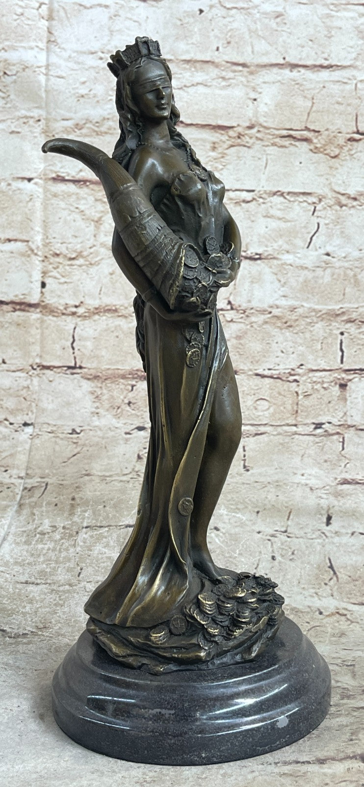 European Bronze Fortuna Roman Angel Goddess of Fortune & Luck Statue Bronze Decor