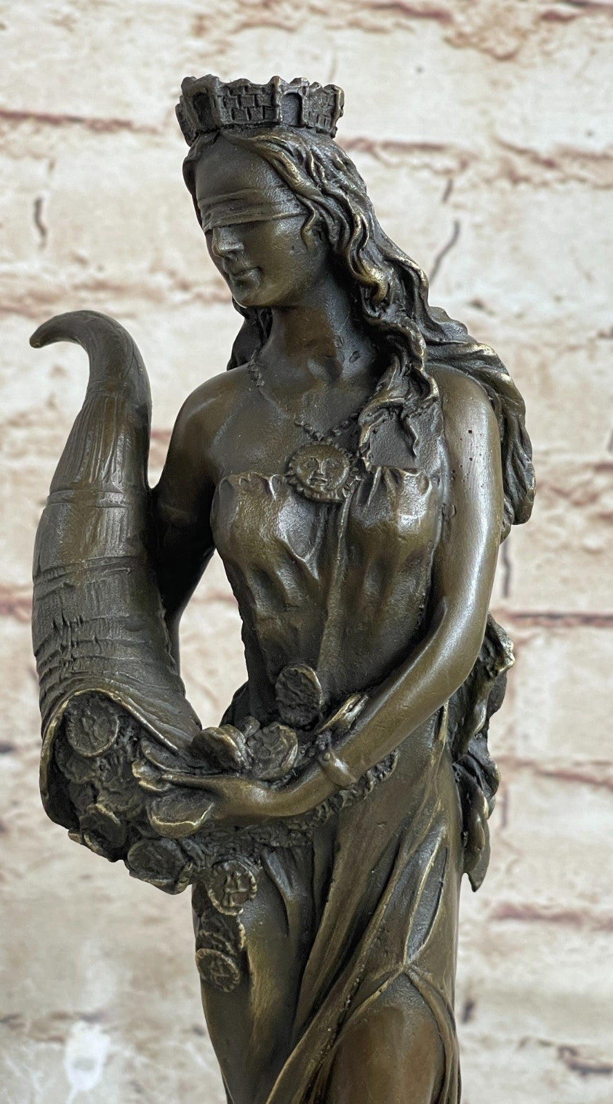 European Bronze Fortuna Roman Angel Goddess of Fortune & Luck Statue Bronze Decor
