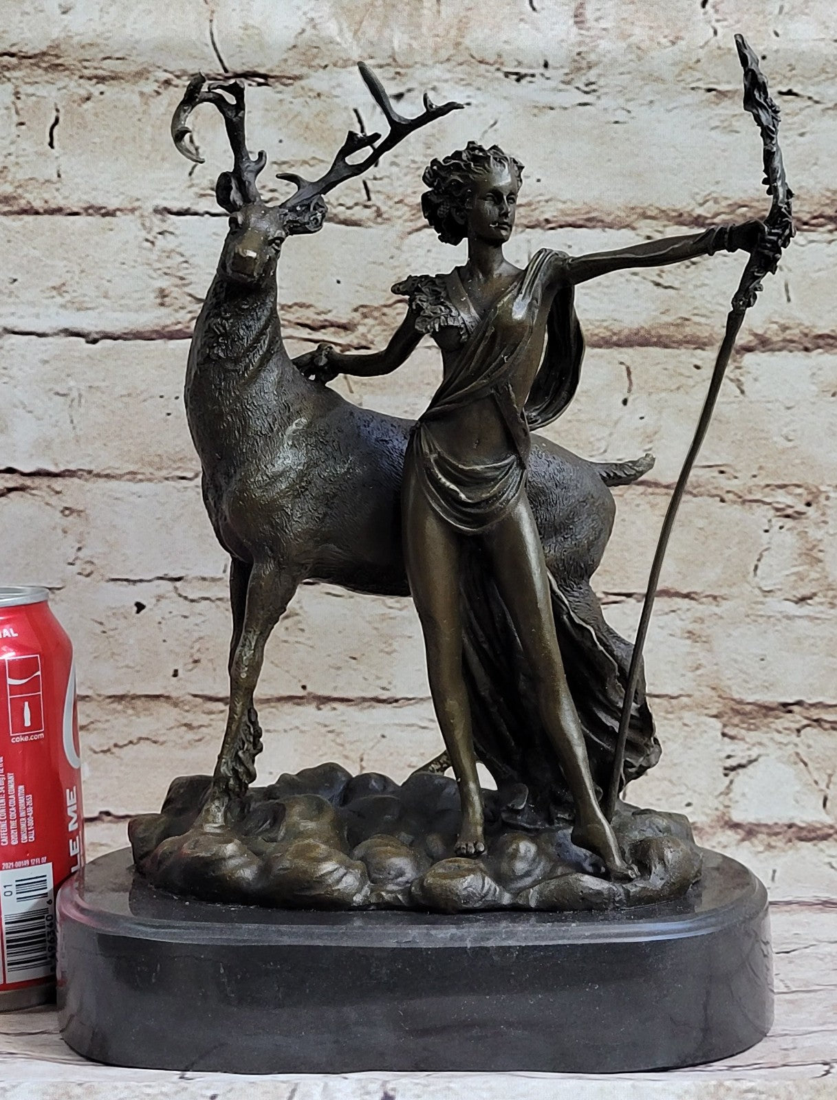 Signed Cast Bronze Diana The Huntress Art Deco Nude Sculpture Statue Mythica
