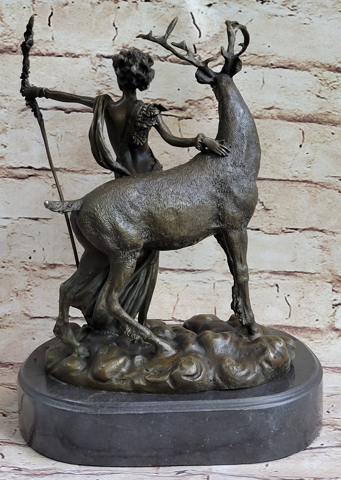 Signed Cast Bronze Diana The Huntress Art Deco Nude Sculpture Statue Mythica