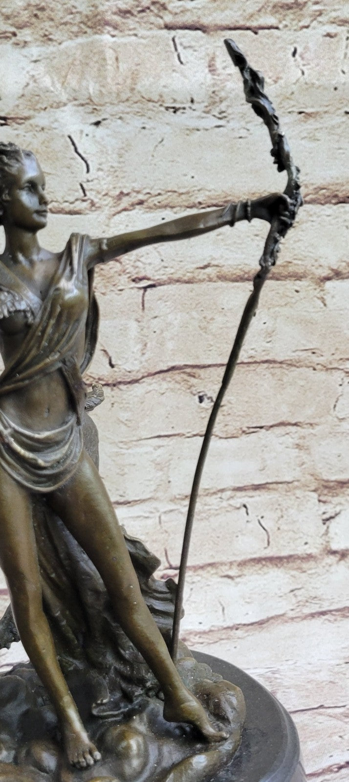 Signed Cast Bronze Diana The Huntress Art Deco Nude Sculpture Statue Mythica