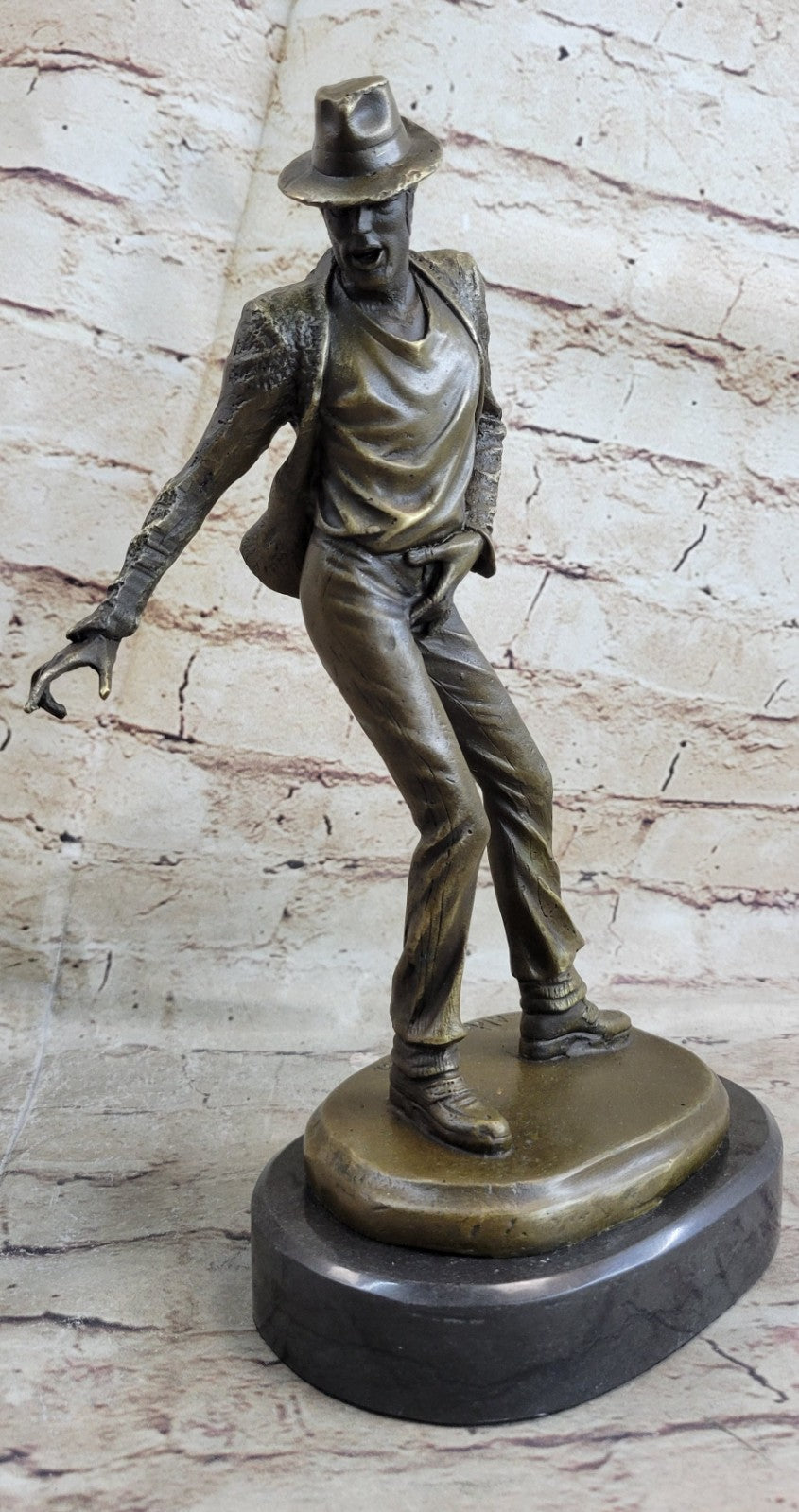 12" Pure Bronze Original Michael Jackson Statue Marble Base Sculpture Art