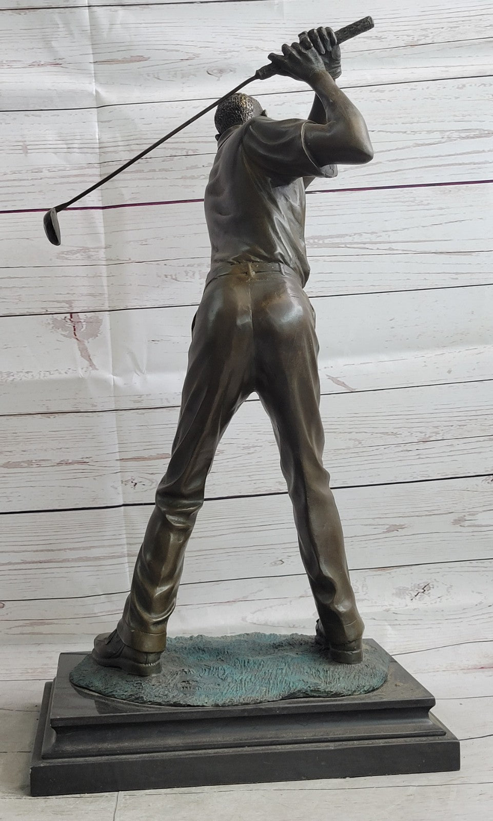 Collectible Milo Sculpture: Handcrafted Solid Bronze Male Golfer Figurine