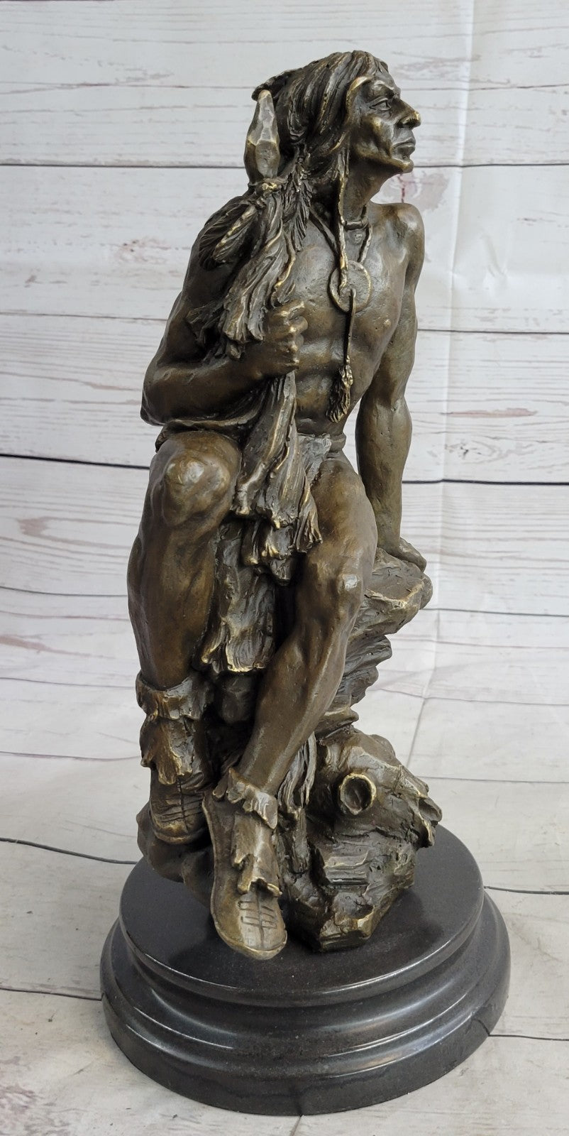 Buy Native American Warrior Chief Bronze Bust Sculpture – Handcrafted Art Figurine for Sale