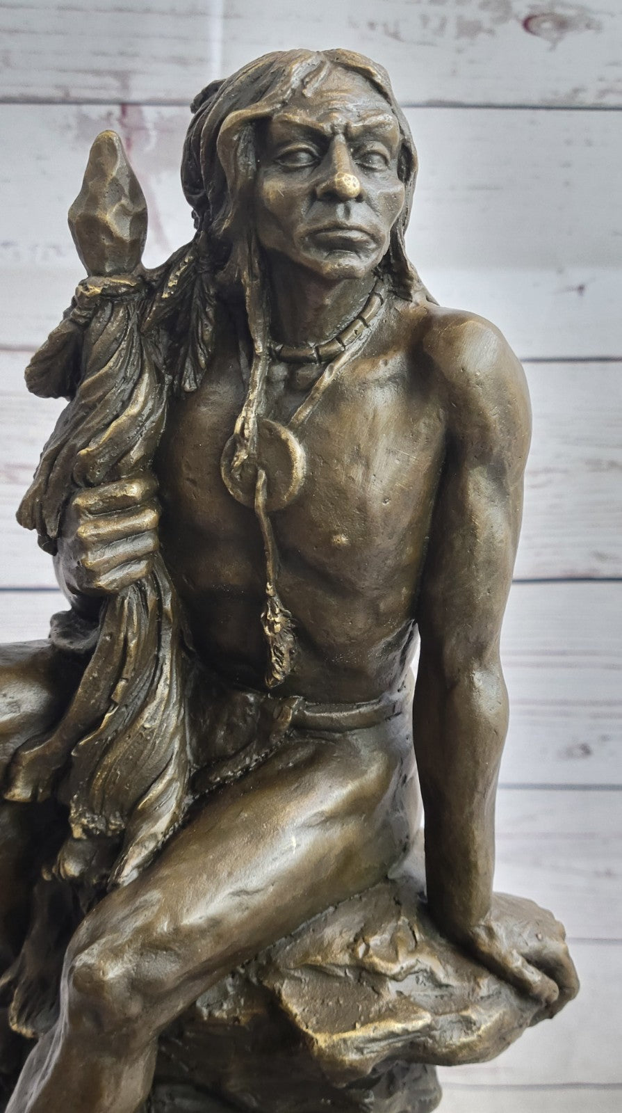 Buy Native American Warrior Chief Bronze Bust Sculpture – Handcrafted Art Figurine for Sale