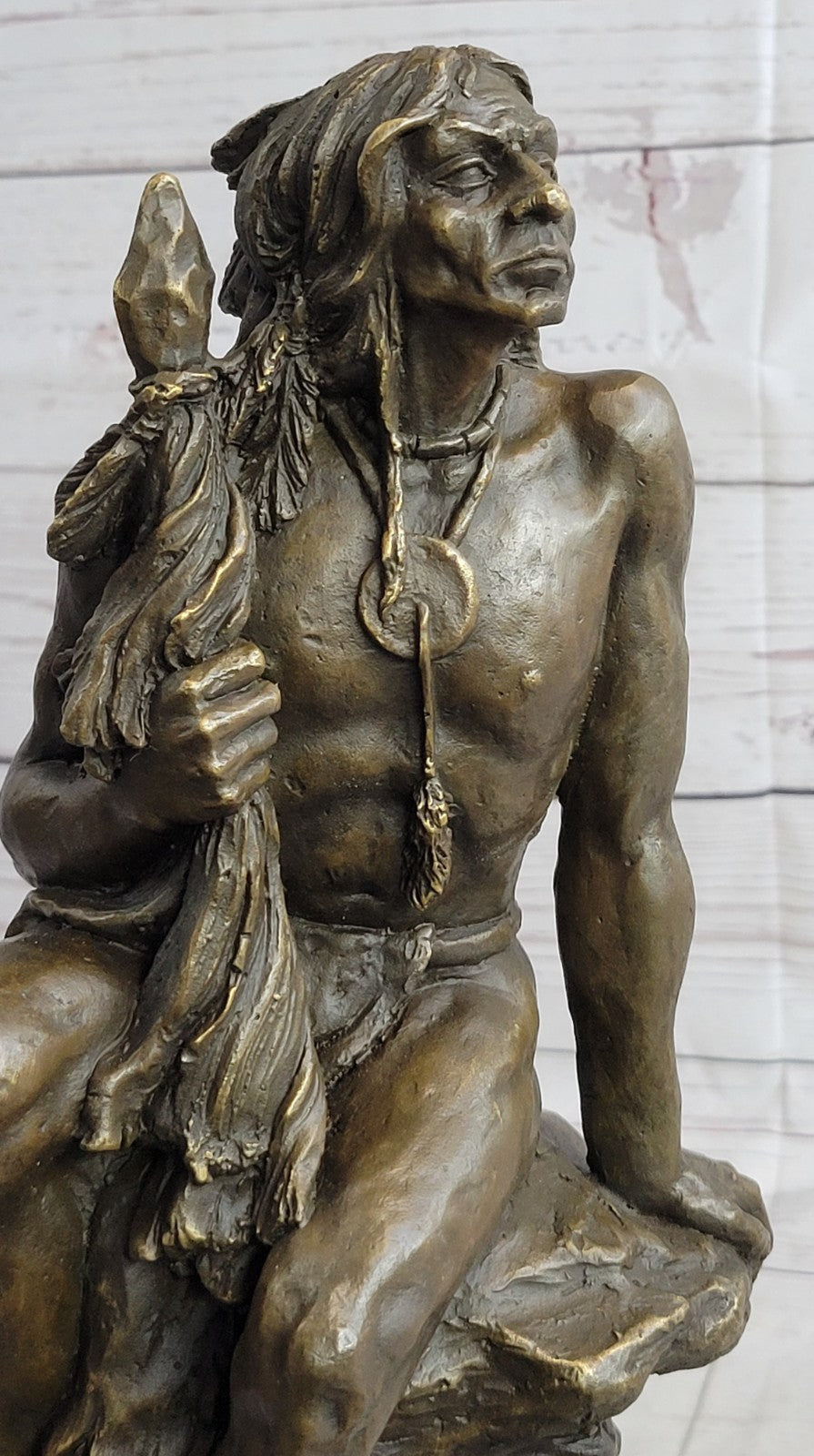 Buy Native American Warrior Chief Bronze Bust Sculpture – Handcrafted Art Figurine for Sale