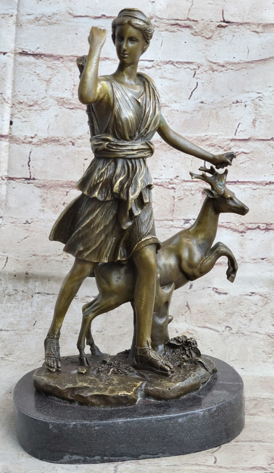 12" Tall Hot Cast Diana The Huntress Artemis Goddess Bronze Sculpture Statue 