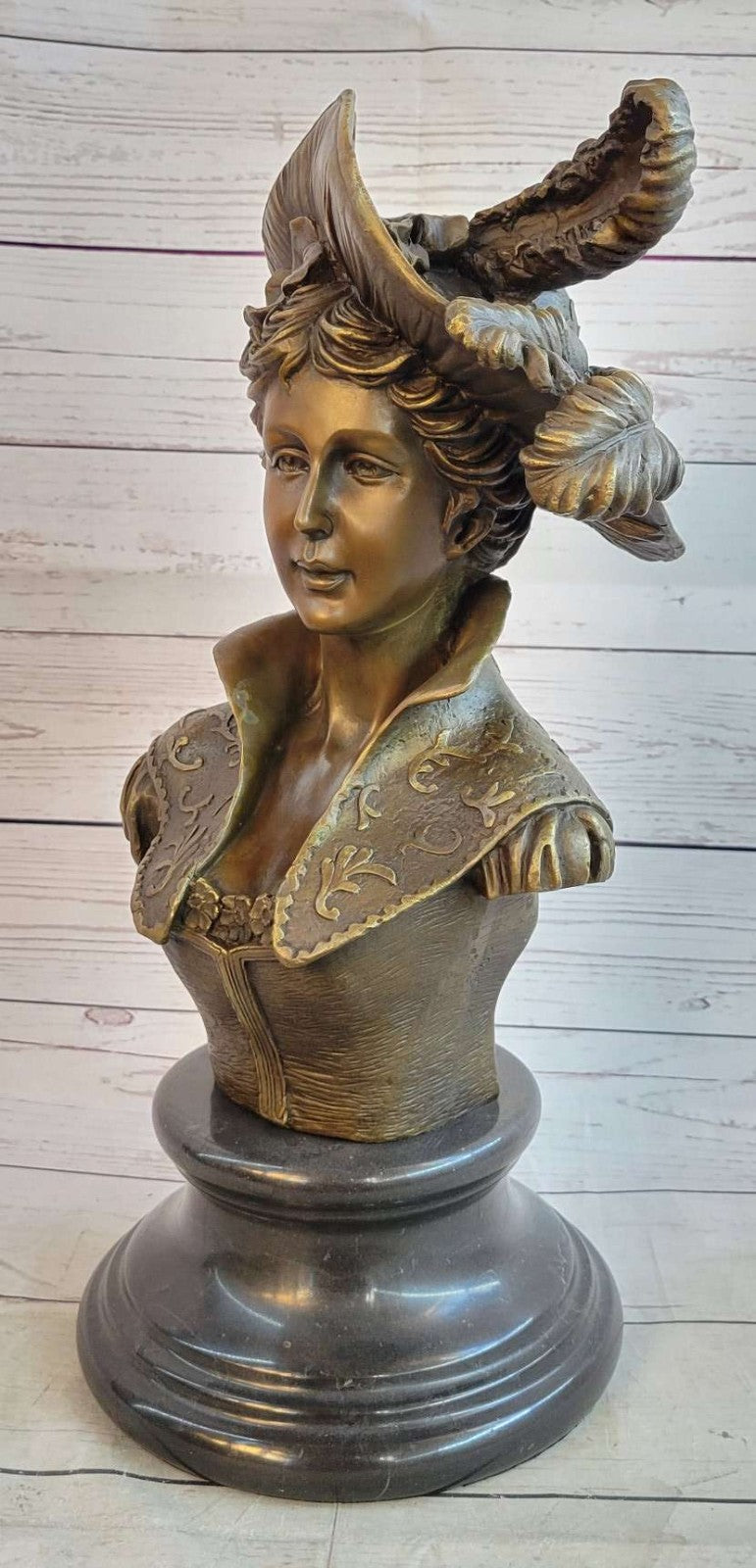 Handcrafted bronze sculpture SALE Marble Bust Female Sexy Large Original Signed