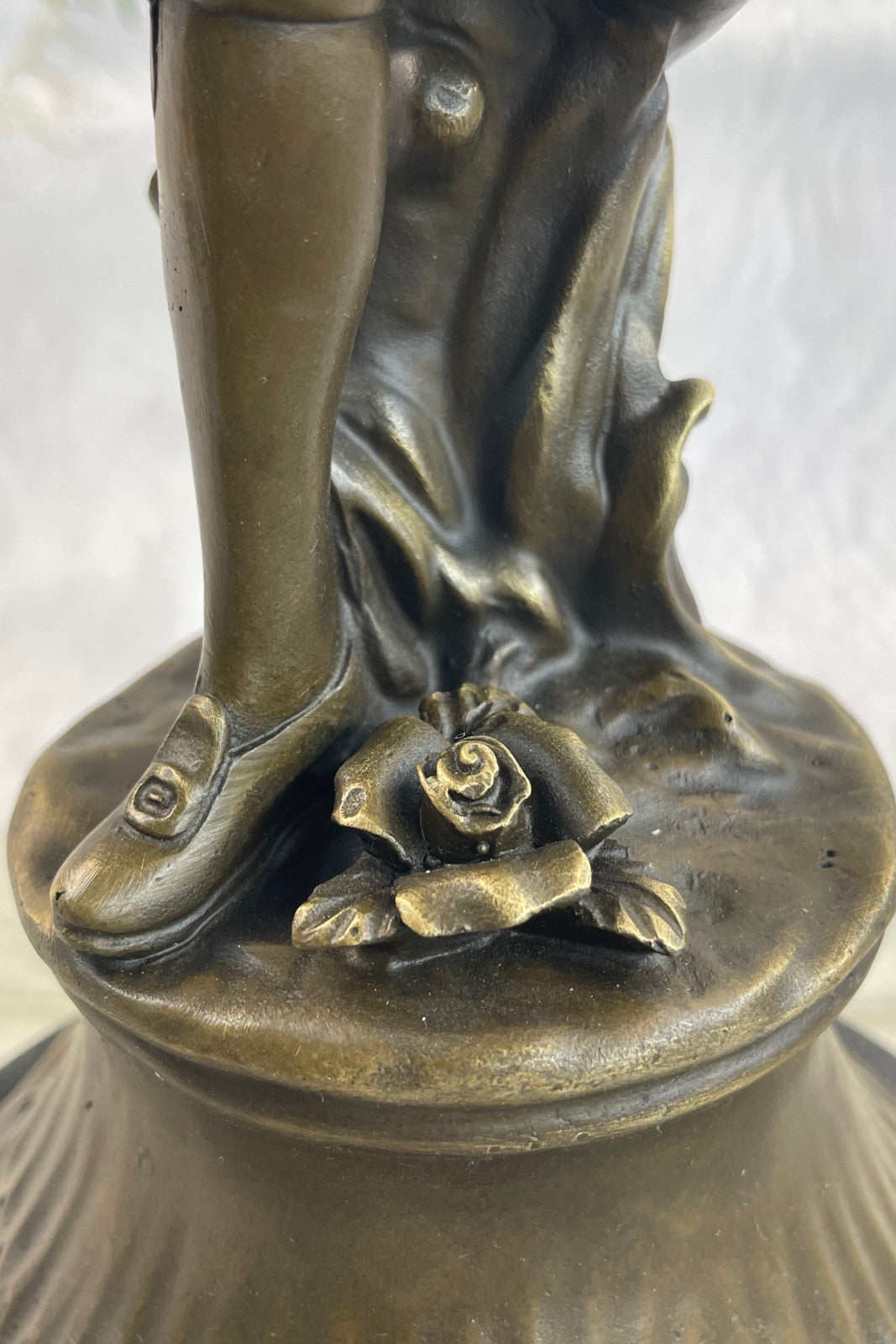 EUROPEAN BRONZE Gorgeous American Civil War Drummer Bronze Sculpture Marble Base Statue