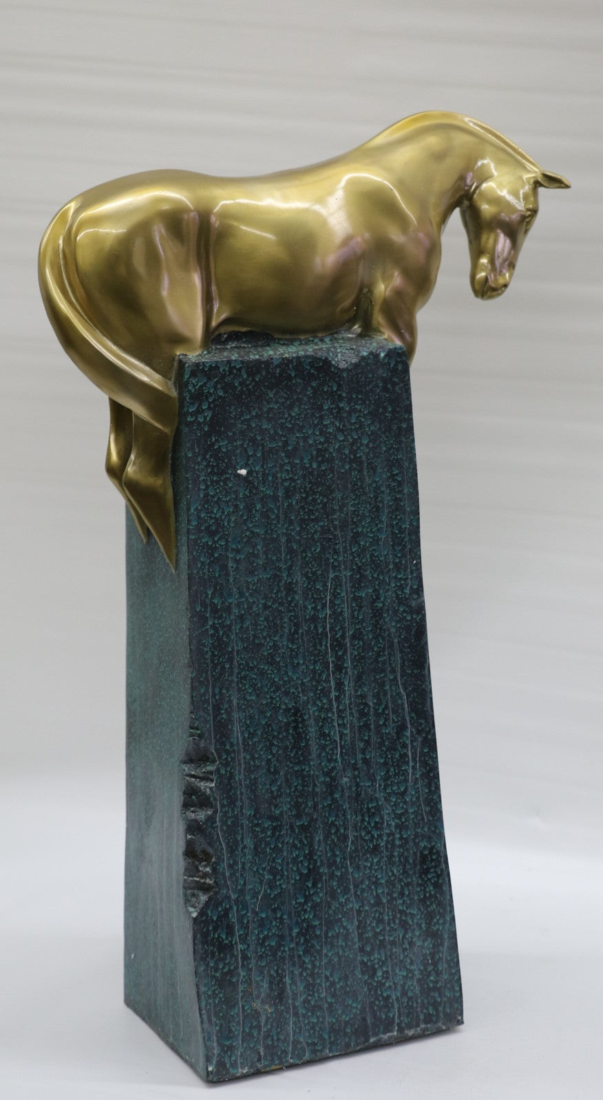 Chinese Folk Feng Shui Pure Bronze Copper Gold Gilt Lucky Horse Horses Statue