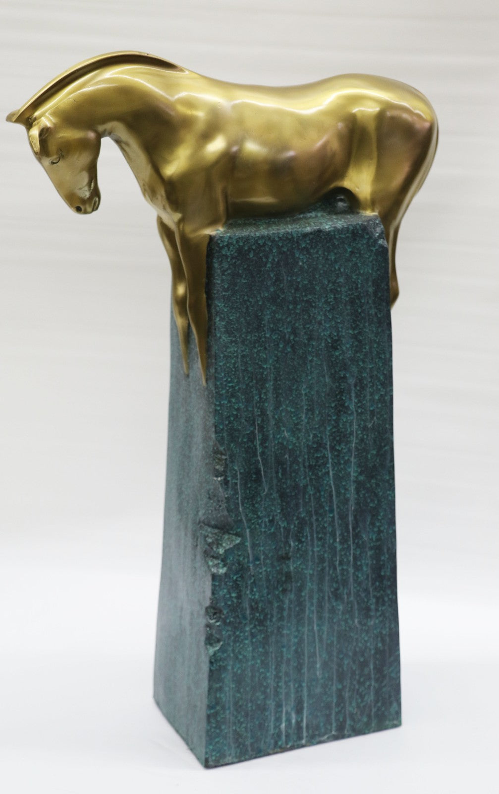 Chinese Folk Feng Shui Pure Bronze Copper Gold Gilt Lucky Horse Horses Statue