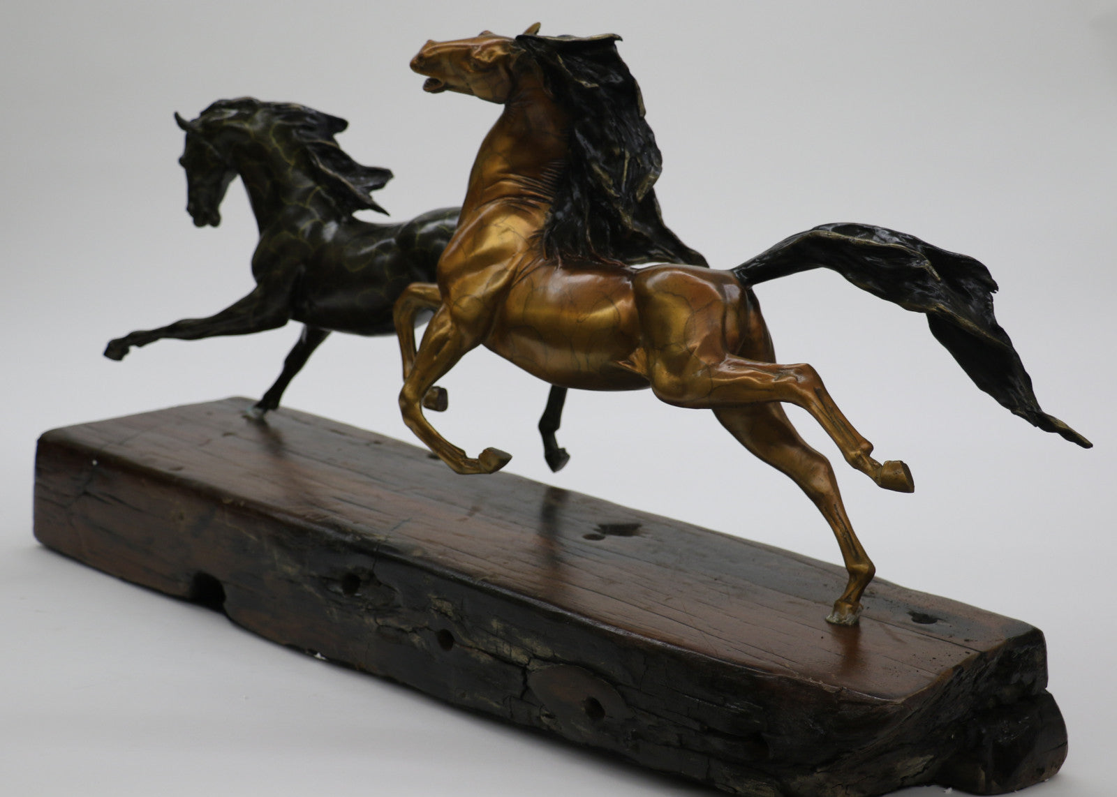 LTD EDT Original Two Wild Stallion Racing Horse Bronze Trophy Figurine Statue