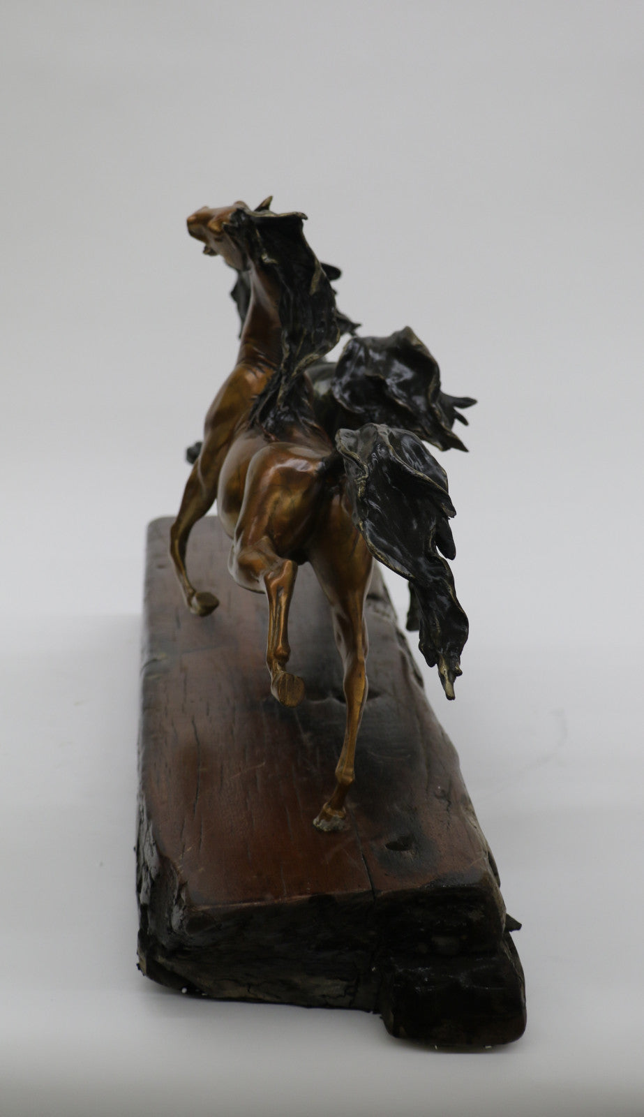 LTD EDT Original Two Wild Stallion Racing Horse Bronze Trophy Figurine Statue