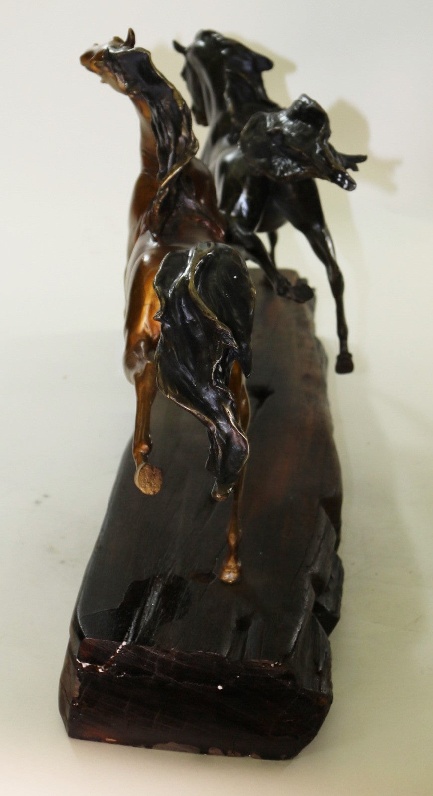 LTD EDT Original Two Wild Stallion Racing Horse Bronze Trophy Figurine Statue
