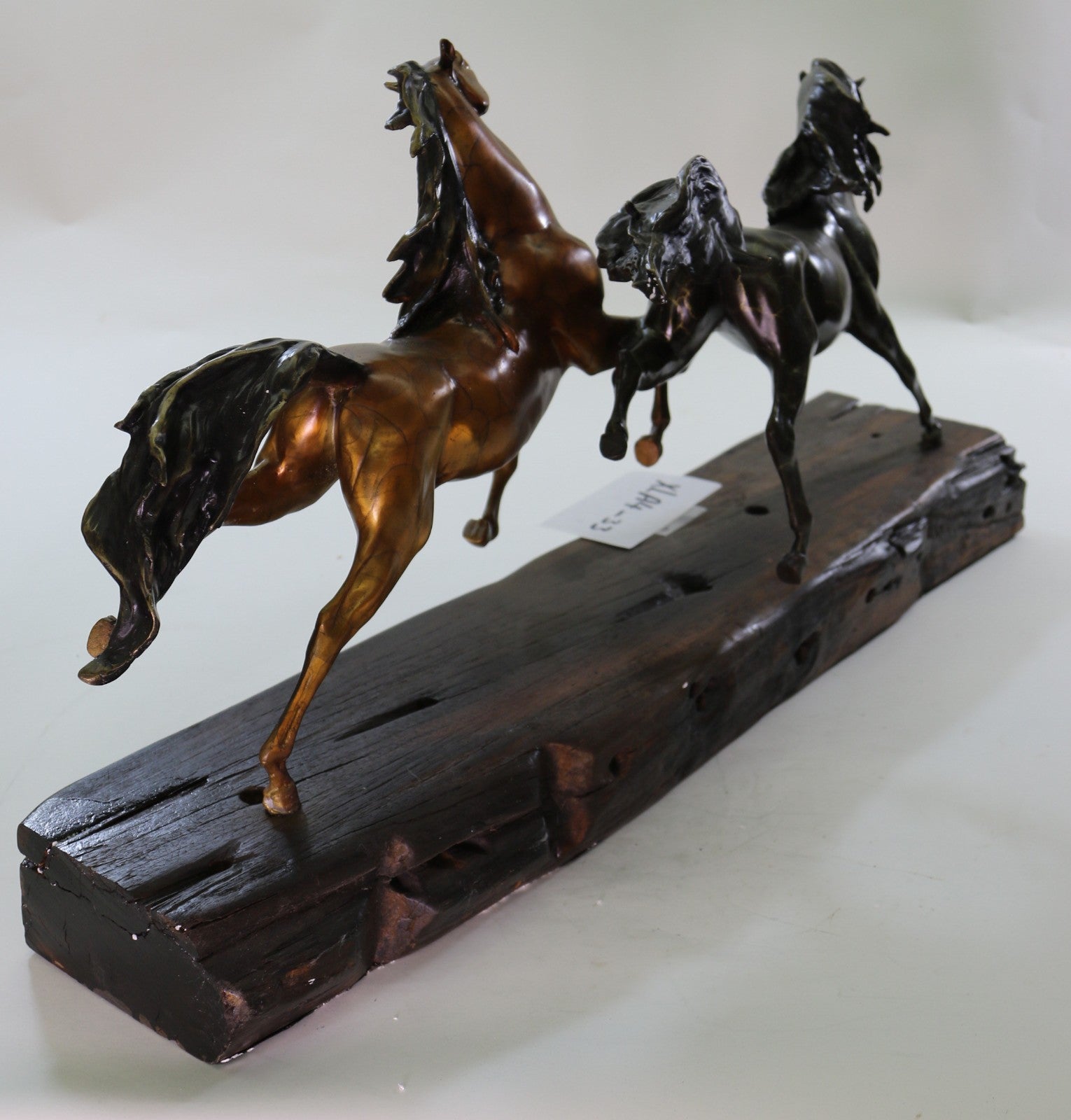 LTD EDT Original Two Wild Stallion Racing Horse Bronze Trophy Figurine Statue