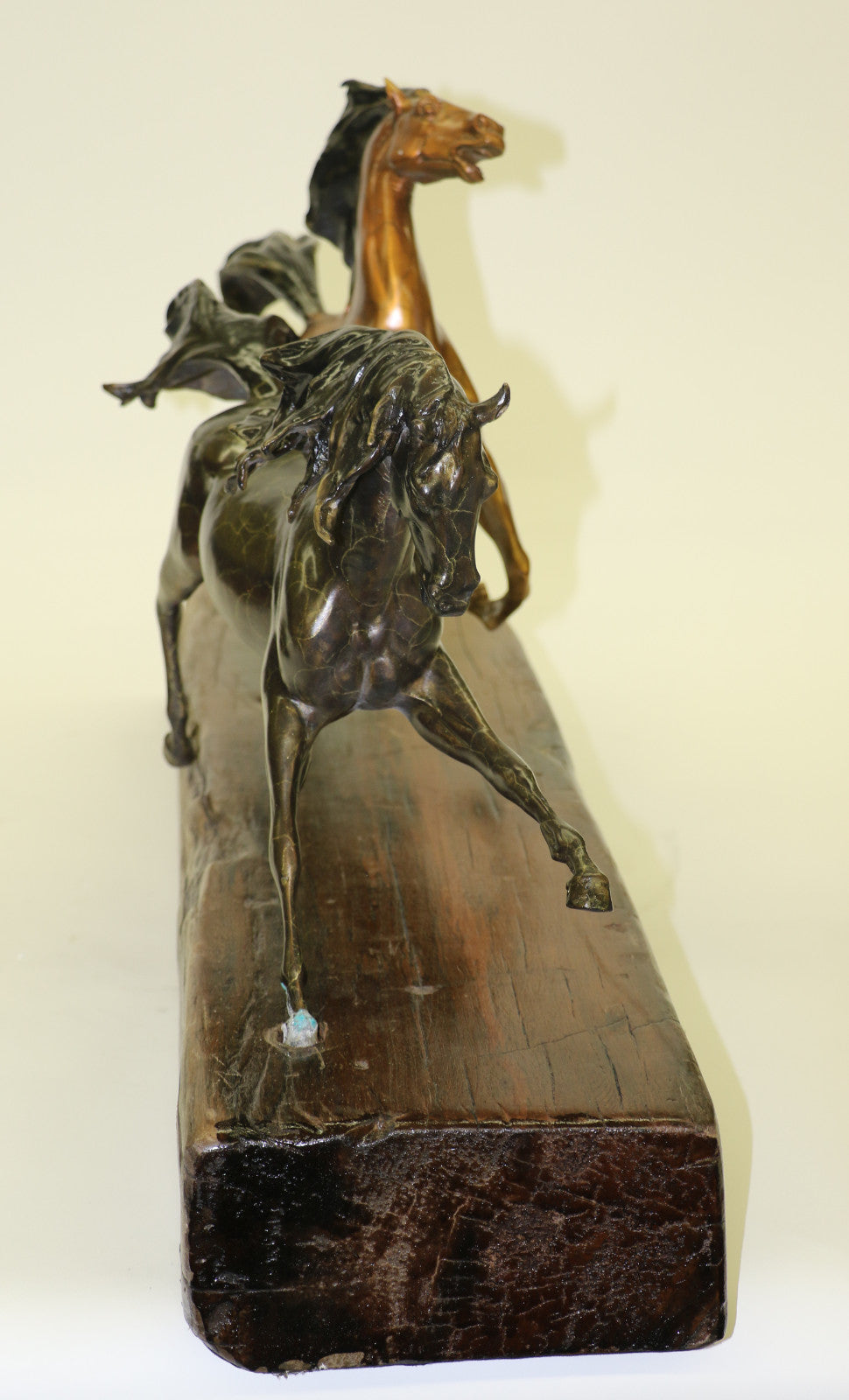 LTD EDT Original Two Wild Stallion Racing Horse Bronze Trophy Figurine Statue