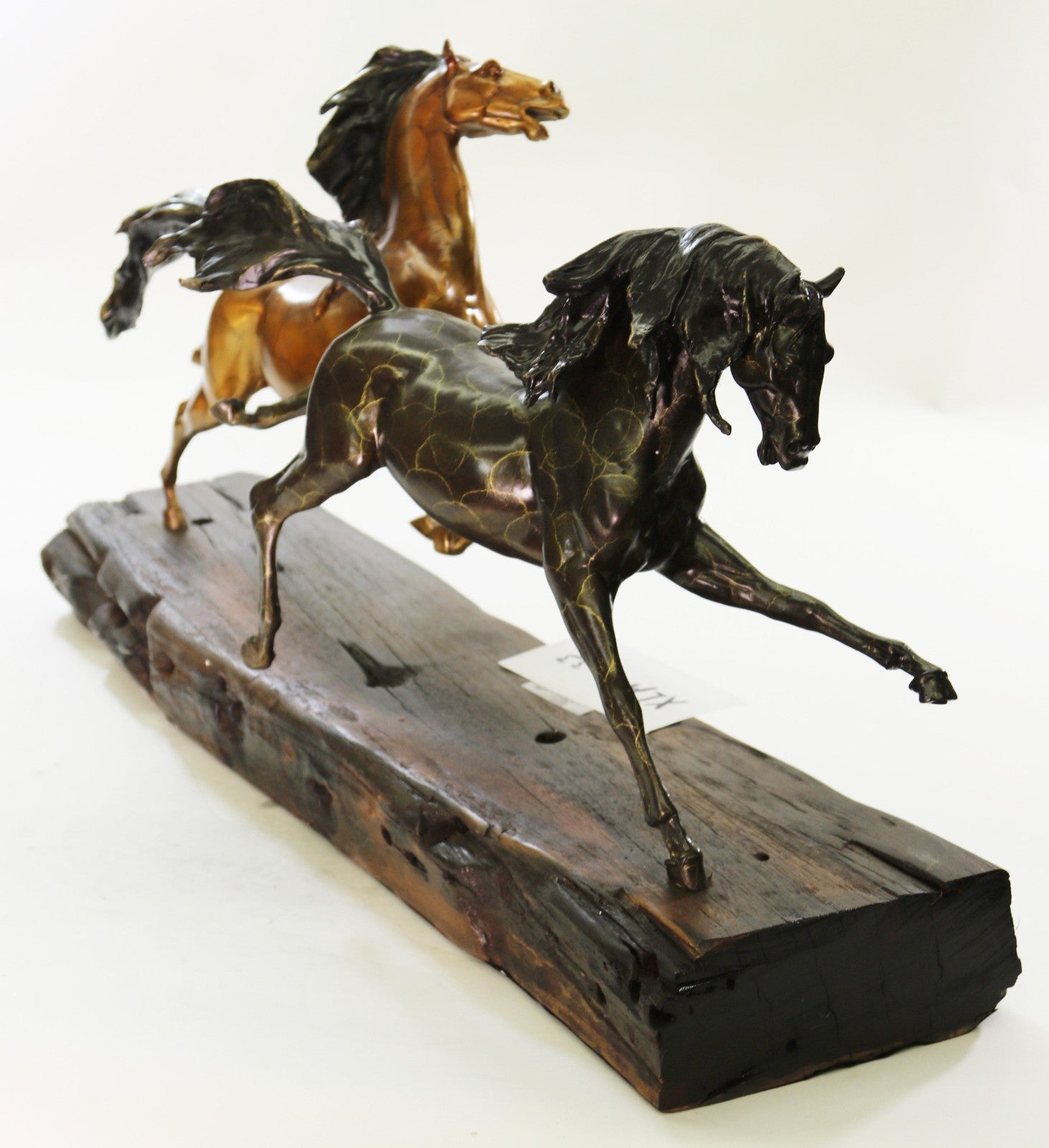 LTD EDT Original Two Wild Stallion Racing Horse Bronze Trophy Figurine Statue