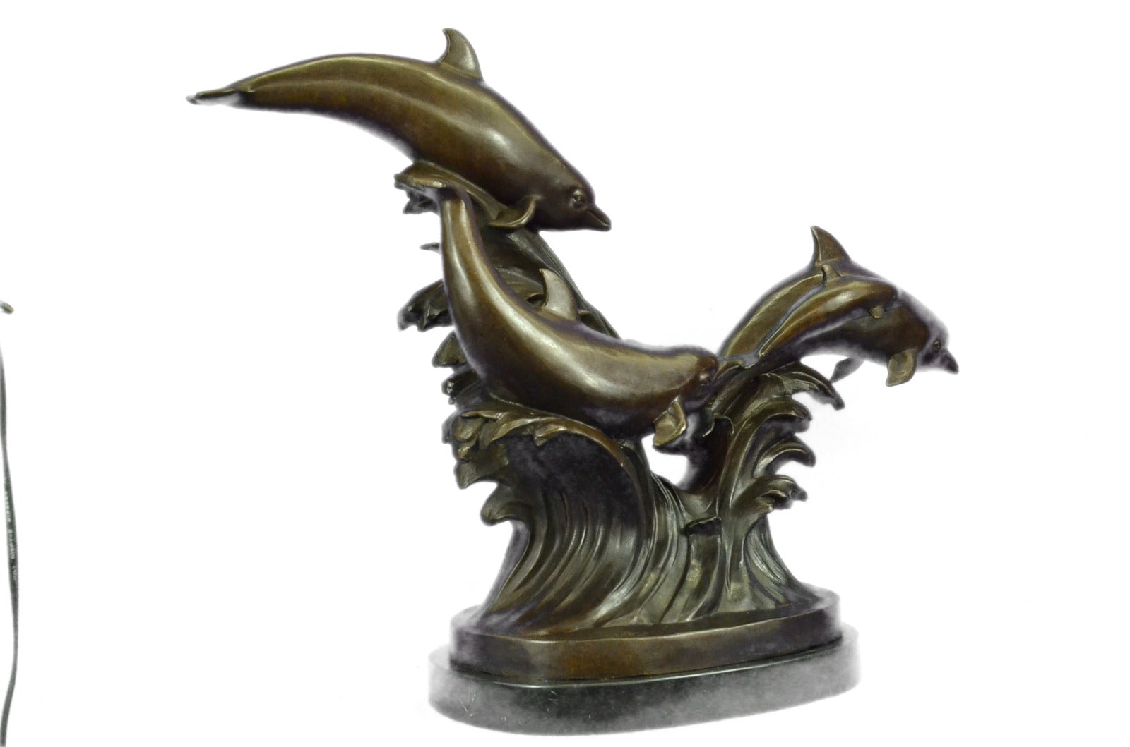 5 Dolphins Riding a Wave Bronze Sculpture – Classic Marine Artwork for Sale