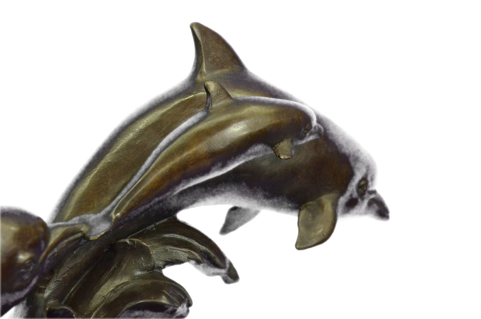 5 Dolphins Riding a Wave Bronze Sculpture – Classic Marine Artwork for Sale