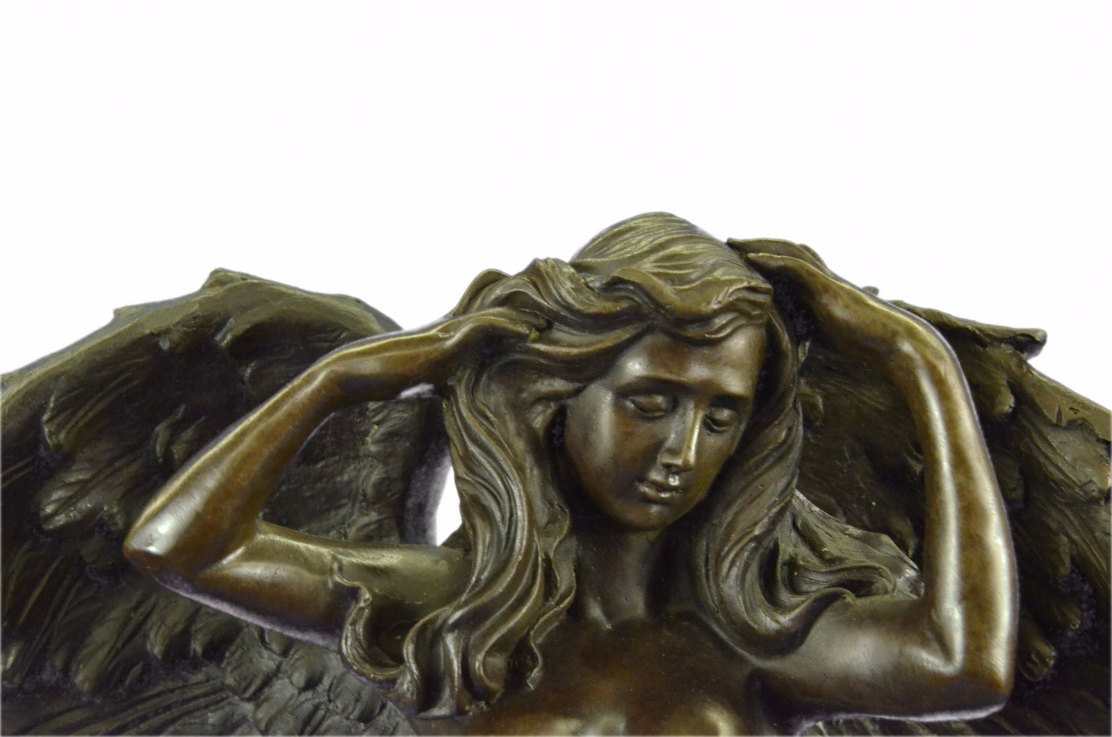 Buy Mythical Extra Large Nude Female Angel Bronze Sculpture – Classic Handmade Artwork by A. Moreau for Sale