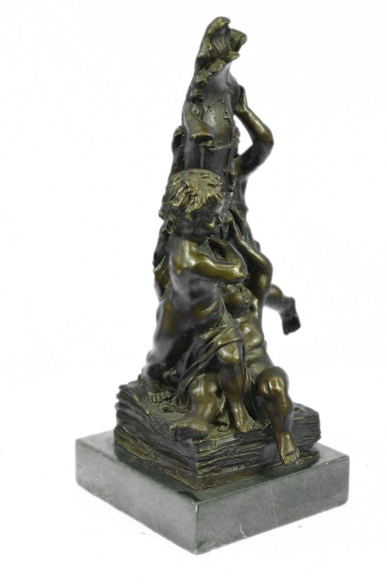 Handcrafted bronze sculpture SALE Moreau A. By Signed Dancing Boys Young 3