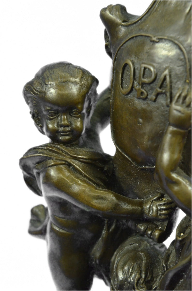 Handcrafted bronze sculpture SALE Moreau A. By Signed Dancing Boys Young 3