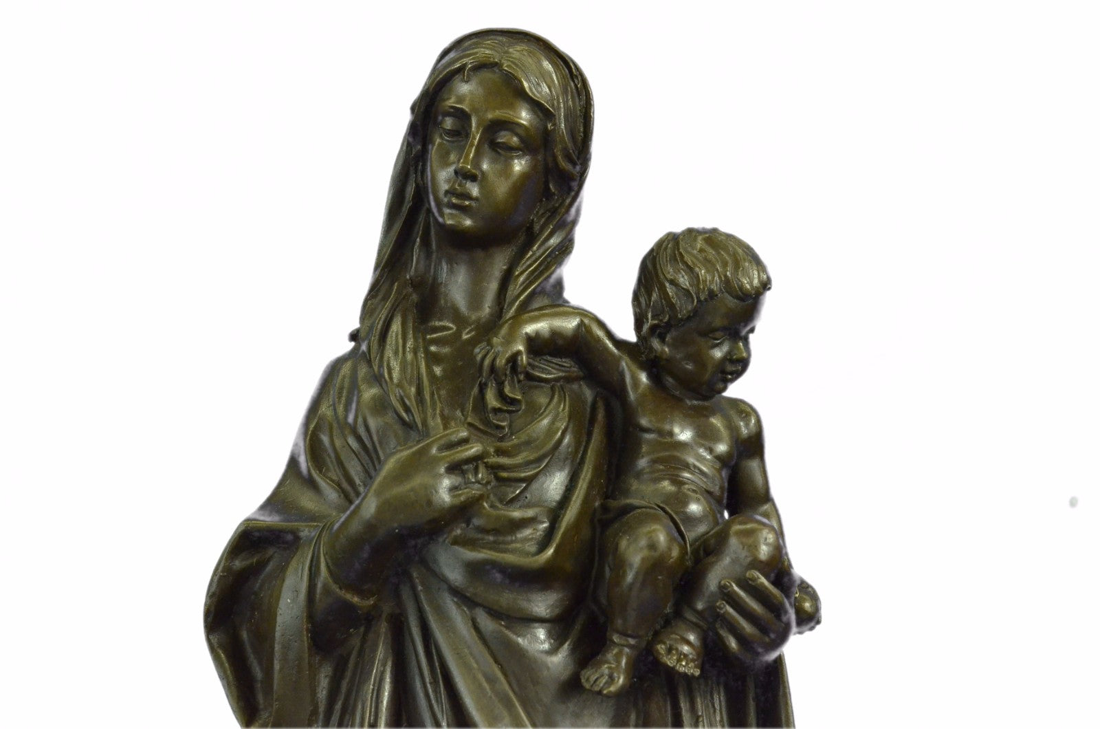 Hot Cast Virgin Mary with Baby Jesus Religious Home Church Bronze Sculpture Stat