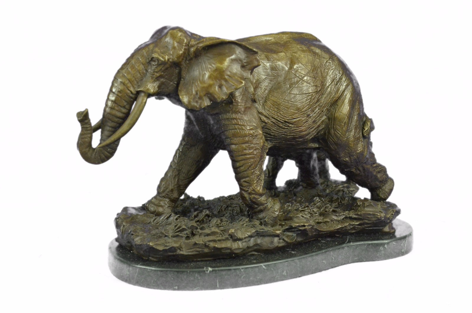Signed 17 LBS African Elephants Bronze Sculpture Art Deco Hot cast Figurine Sale