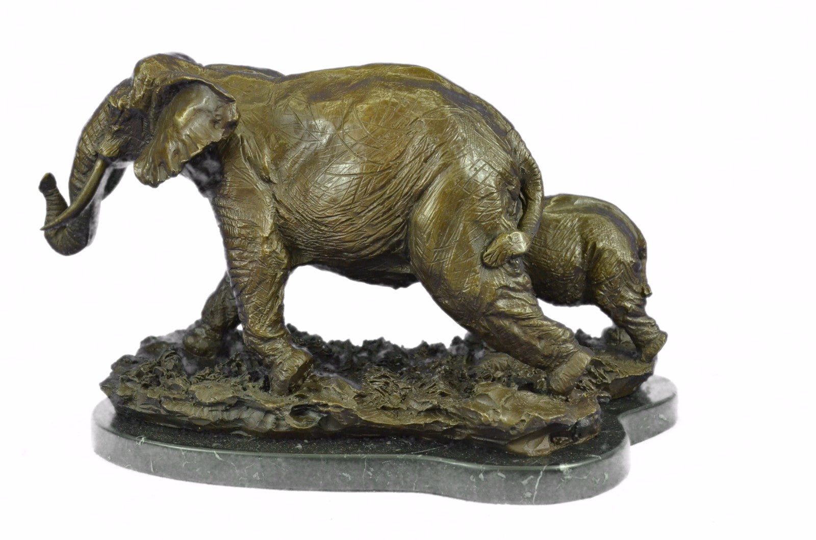 Signed 17 LBS African Elephants Bronze Sculpture Art Deco Hot cast Figurine Sale