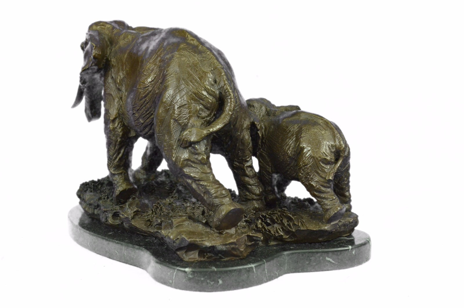 Signed 17 LBS African Elephants Bronze Sculpture Art Deco Hot cast Figurine Sale