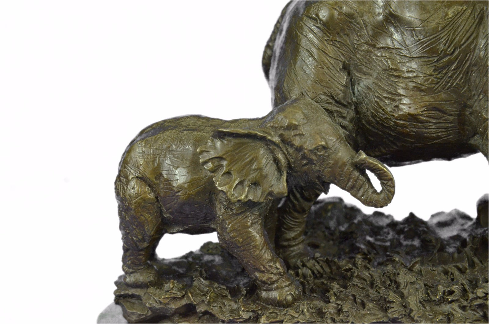 Signed 17 LBS African Elephants Bronze Sculpture Art Deco Hot cast Figurine Sale
