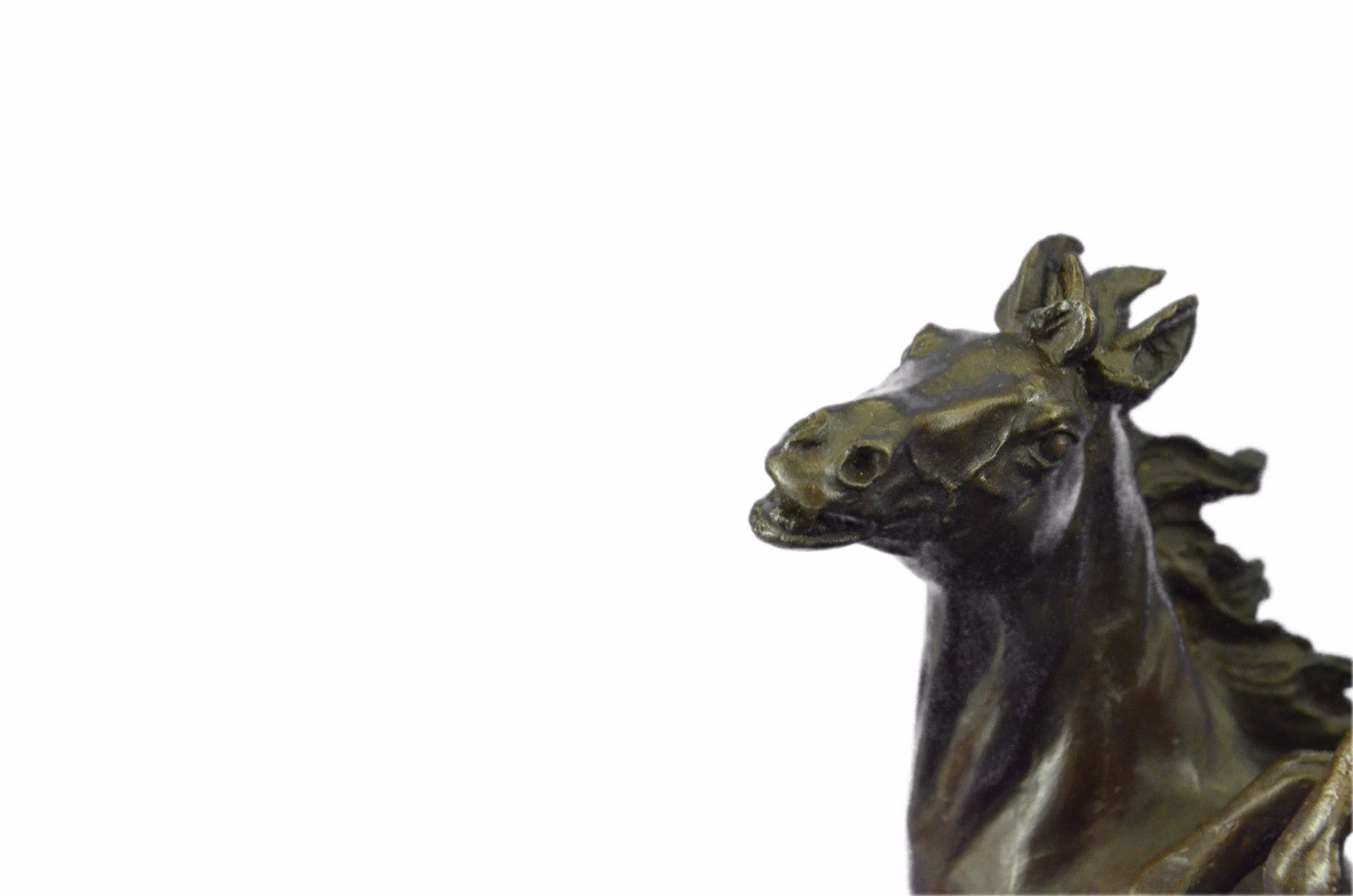 Art Deco Signed Barye Two Mustang Horses Bronze Sculpture Marble Base Figure