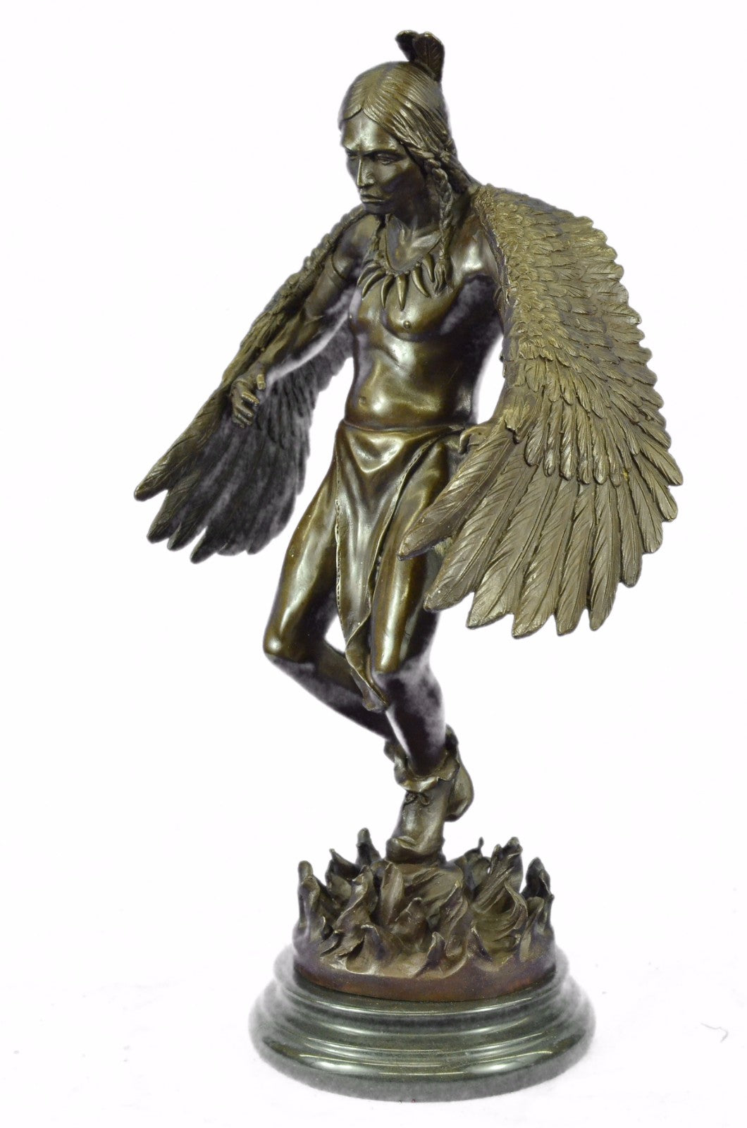 Native American Indian Art Chief Eagle Bust Bronze Marble Statue Gallery Art 18