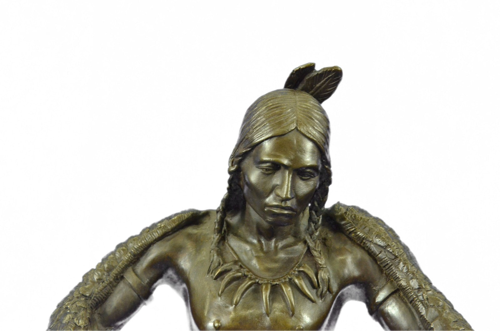 Native American Indian Art Chief Eagle Bust Bronze Marble Statue Gallery Art 18